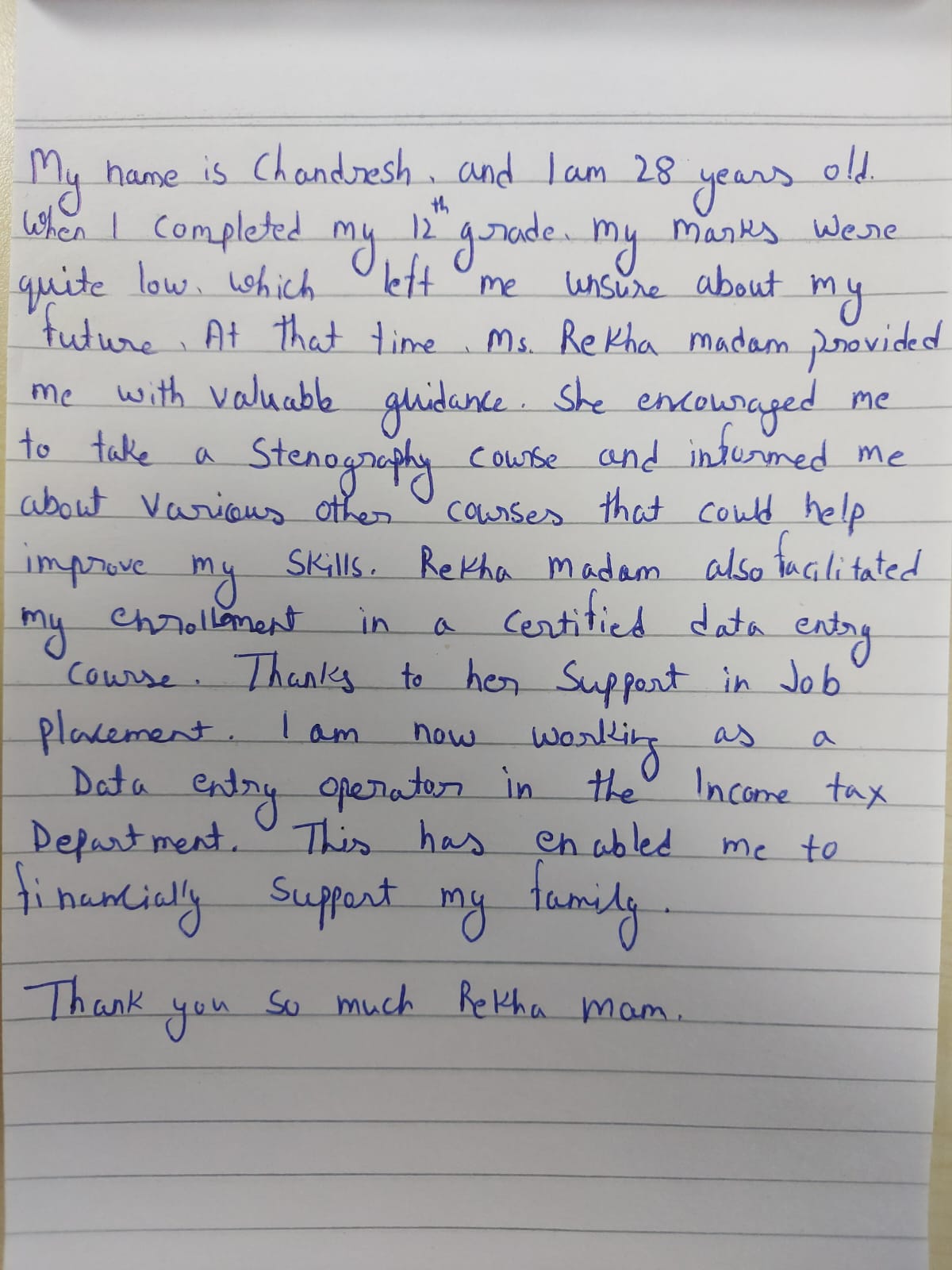 Chandresh testimonial